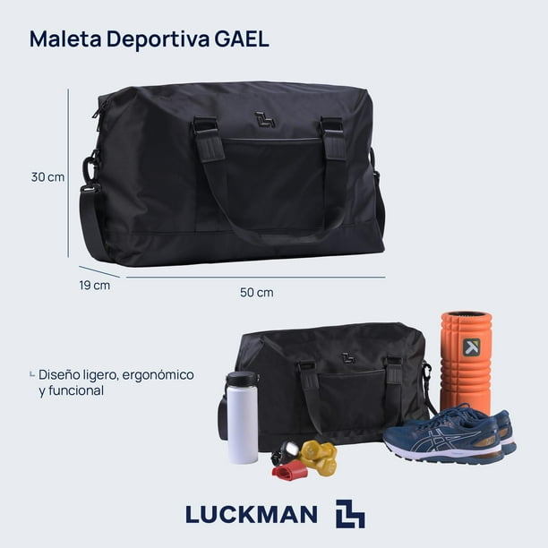 Maleta Deportiva para Hombre y de Viaje Carry On LUCKMAN Modelo Gael negro UNITALLA LUCKMAN Maleta de Mano Viaje Mochila Deportiva Gym Hombre