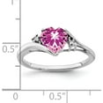 thumbnail image 6 of Solid 14k White Gold Created Pink Sapphire and Diamond Heart Ring - Ring Size 7.0, 6 of 8