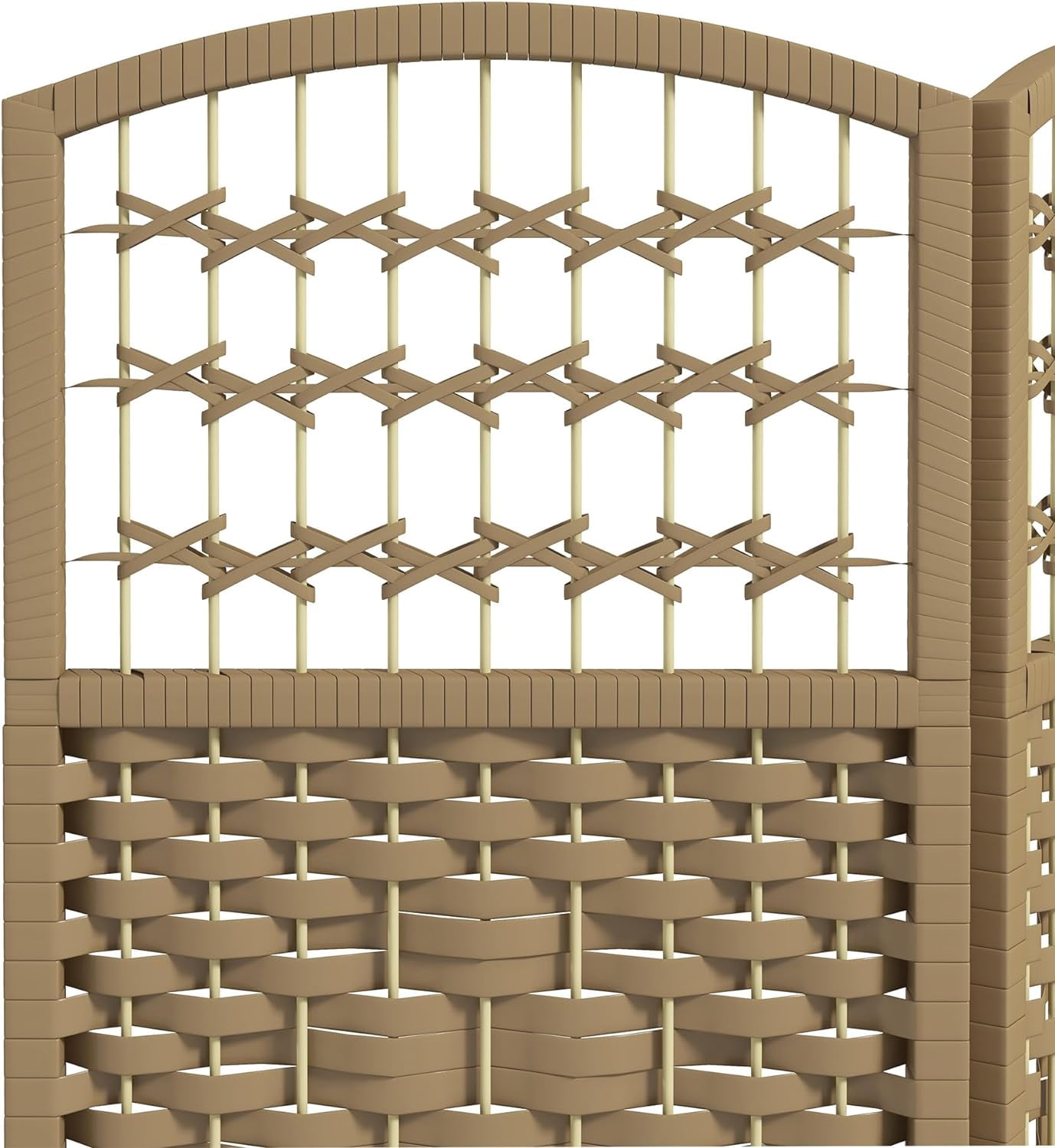 NIUMU 3 Panel Room Divider, Folding Privacy Screen, 5.6' Room Separator, Wave Fiber Freestanding Partition Wall Divider, Natural