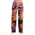 thumbnail image 4 of Halloween Pajamas Pants for Women Ladies Drawstring Pumpkins Ghost Pajama Cute Soft Long Wide Leg Pj Pants Purple XL, 4 of 7