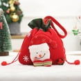 thumbnail image 2 of CuiLiyq Christmas Gift Bag, 9" x 7.5" Red Velvet Candy Bags with Drawstring Cord, Large Present Sack Bags for Xmas Present Toys Storage Bags Holiday Party Supply (Snowman), 2 of 6