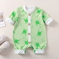 thumbnail image 2 of 3-6 Months Infant Baby Print Rompers,Cute Cartoon Long Sleeve Baby Jumpsuit,Soft Warm Fall Winter Unisex Onesie for Newborn Infant Boys Girls 3 6 9 12 18 Months,Green, 2 of 4