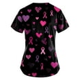 thumbnail image 2 of NAMTYQX Womens Scrub Tops V Neck Floral Fashion Stretch Breast Cancer Tshirt Black Size 3XL, 2 of 4