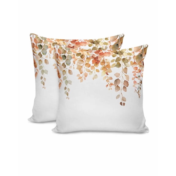 Throw Pillow Covers 20x20 Inch Set of 2 Watercolor Eucalyptus Leaves Decorative Pillow Covers Autumn Plant White Cushion Cover Pillowcase for Sofa Couch Bed Home Decor