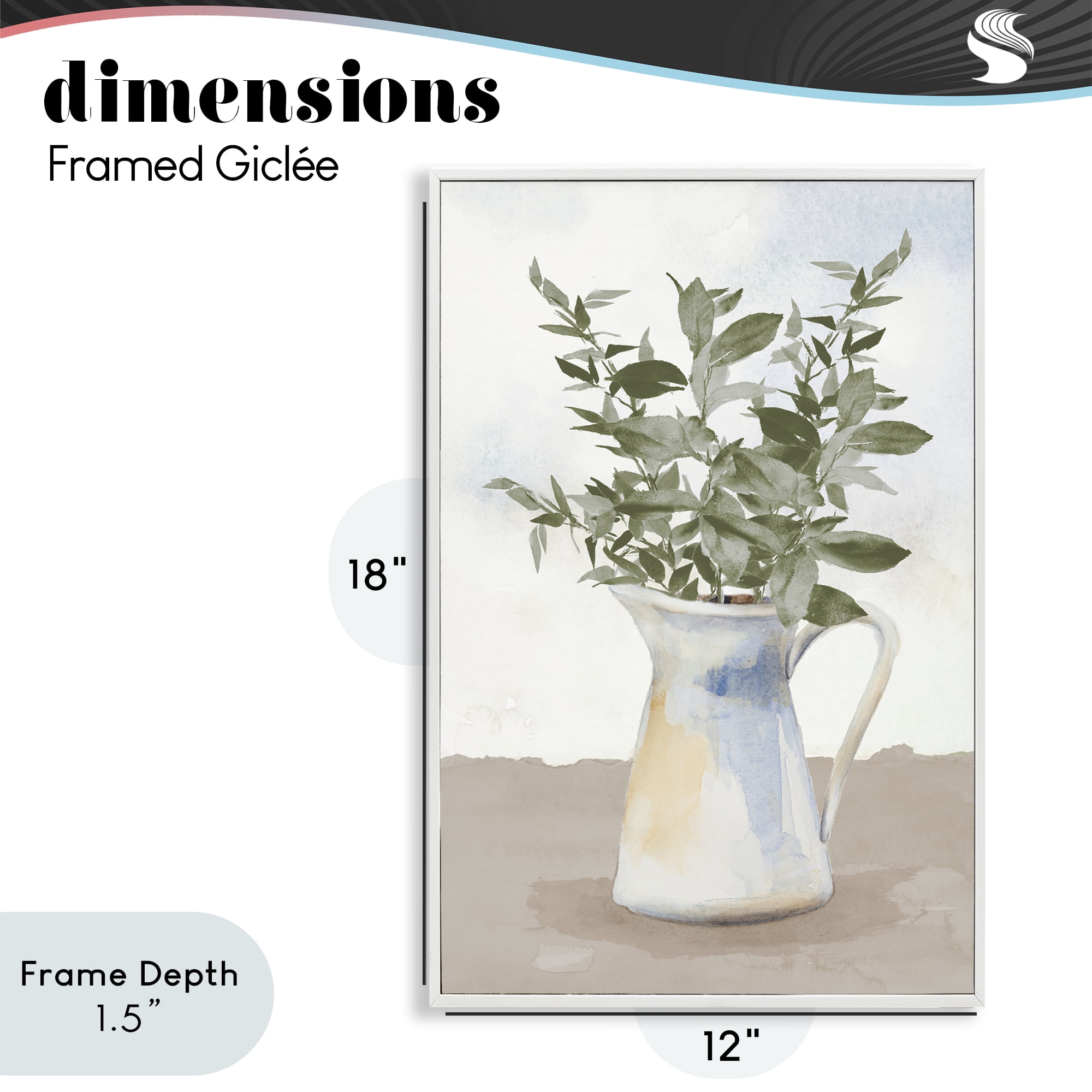 Stupell Industries Eucalyptus Botanicals Vase White Framed Giclee Art, design by Lanie Loreth