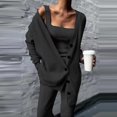thumbnail image 2 of Hfyihgf Women's 3 Piece Outfits Sweatsuit Ribbed Knit Button Down Sweater Jackets Tank Tops Wide Legs Pants Lounge Sets Black M, 2 of 4