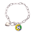 thumbnail image 1 of Pulsera de Cadena de Corazón Unbranded Brasil Futbol Deportes Joyería Encanto Moda, 1 of 3