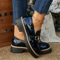 thumbnail image 4 of Miluxas Women's Fashion Casual Metal Buckle Summer Style Fashion Casual Thick Bottom Trend Eye-Catching Loafers A-Dark Blue 7.5(40), 4 of 9