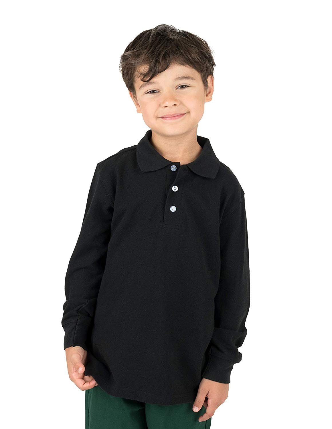 Leveret Kids & Toddler Boys Girls Long Sleeve 100% Cotton Uniform Polo Shirt Variety of Colors Size 2-14 Years