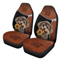 Uorisanigo Car Seat Covers Front Seats Only Set of 2, Soft Comfy Faux Leather Yorkshire Terrier Print Vehicle Seat Protection Covers, Stylish Car Interior Accessories