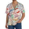 thumbnail image 3 of Naloa Passport Stamp Men's Loose Fit Cuban Collar Short-Sleeve Shirt with Button-down and Chest Pocket for Everyday Wear Outings - 3X-Large, 3 of 7