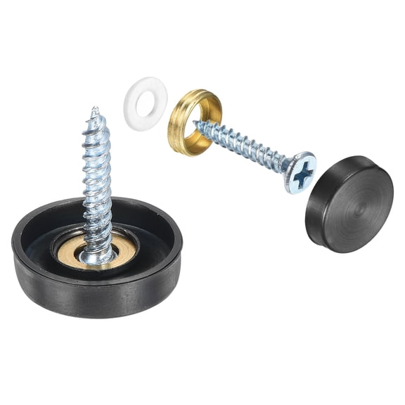 Uxcell 16 Pack Screw Covers Caps, 304 Stainless Steel Mirror Screws, 19mm Dia, Black