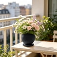 thumbnail image 4 of Ceramic Spherical Vase with Tray, Scandinavian Matte Desk Flower Pot for Living Room Dining Table, Handcrafted Textured Indoor Plant Container for Daisies Carnations, 4 of 6