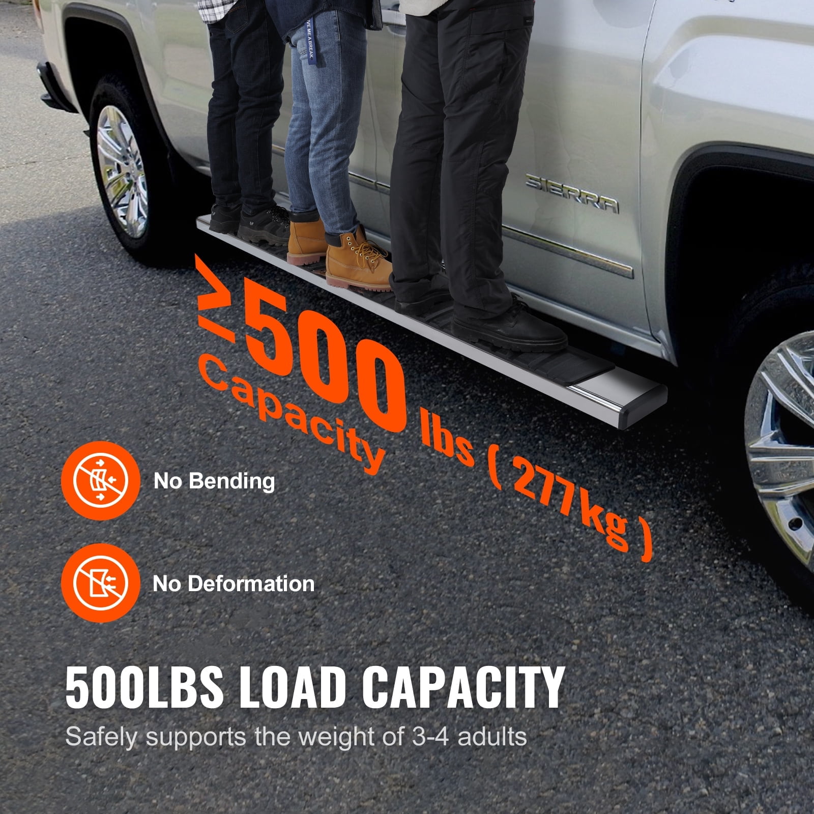 VEVOR Running Boards,6" Step Bars Compatible with 2019-2023 Chevy Silverado/GMC Sierra 1500/2020-2024 Silverado/Sierra 2500/3500HD Crew Cab,201 Stainless Steel Side Steps Nerf Bars,500LBS,2 Piece