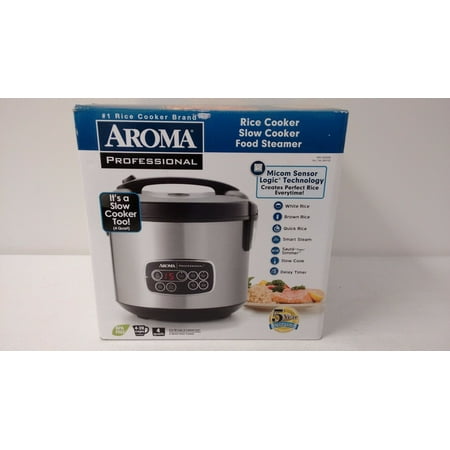 Aroma ARC‑3000SB Professional 4-Quart Rice/Slow Cooker Steamer - Silver