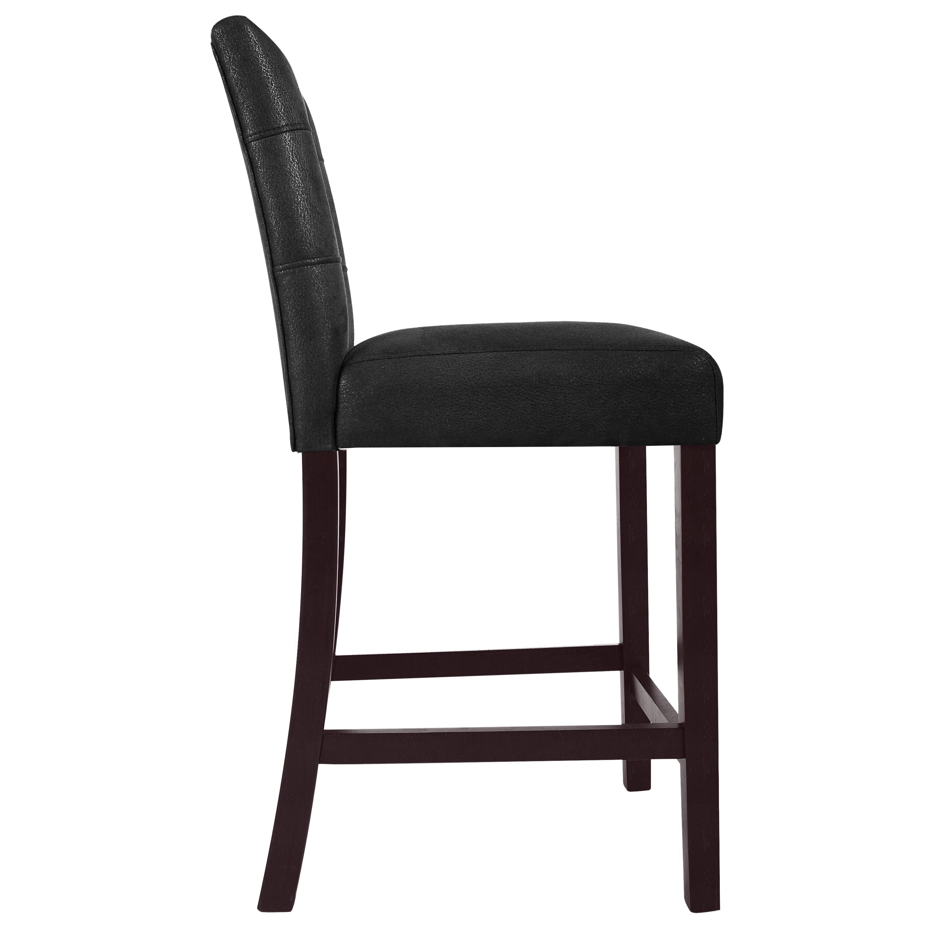 HomePop 26" Upholstered Counter Stool, Set of 2, Matte Black Faux Leather