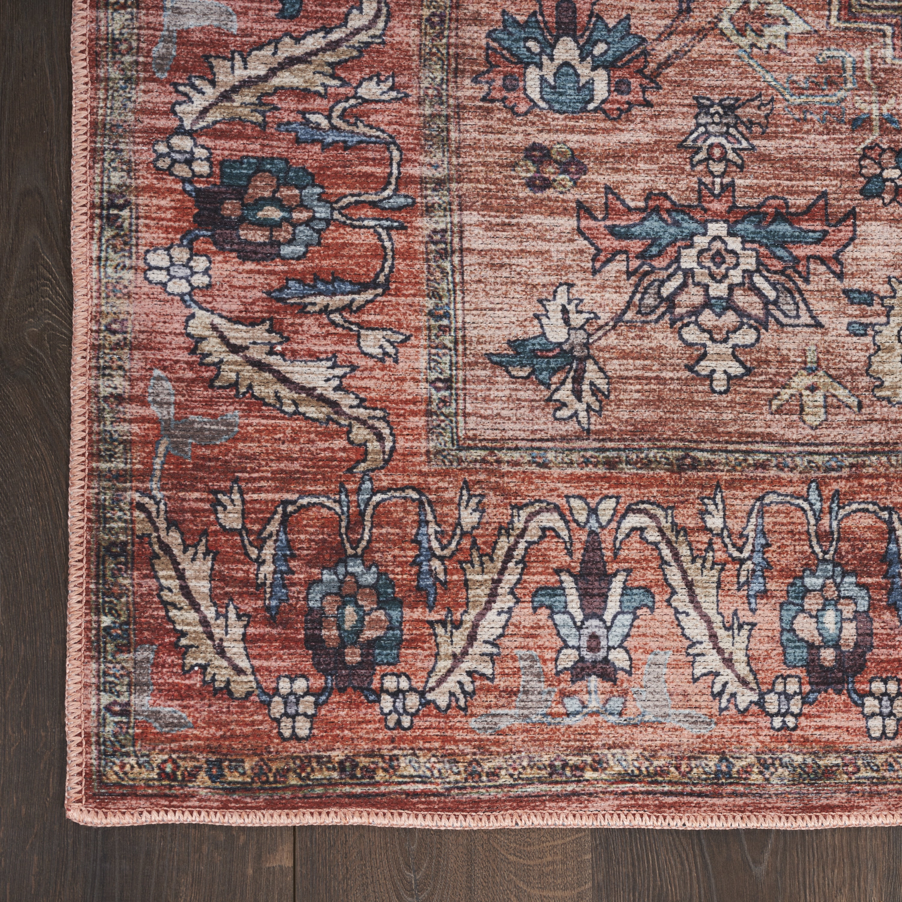Nourison Brilliance Machine Washable Persian Rust Multicolor 9'2" x 12' Area Rug, (9x12)