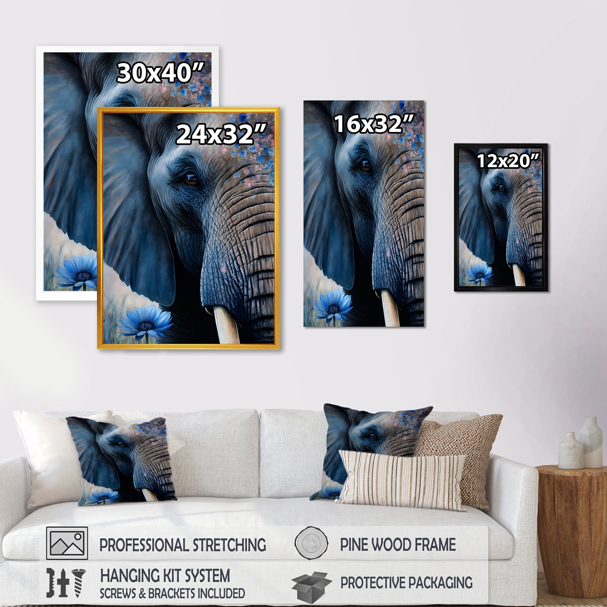 Designart Elephant Portrait Canvas Wall Art