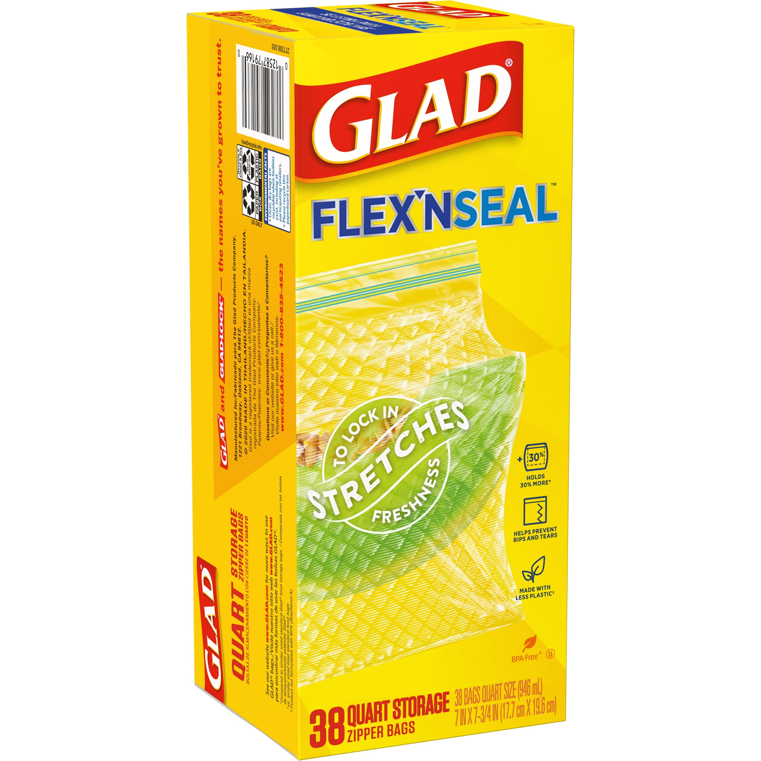 Glad FLEXN SEAL Sandwich Food Storage Plastic Bags, 100 ct - Fry's Food  Stores