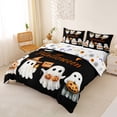 thumbnail image 2 of Homewish Art Halloween Ghost Bedding,Pumpkin Lantern Print Duvet Cover Full,Black Orange,Halloween Reversible,3 Pieces,1 Duvet Cover and 2 Pillowcases, 2 of 6