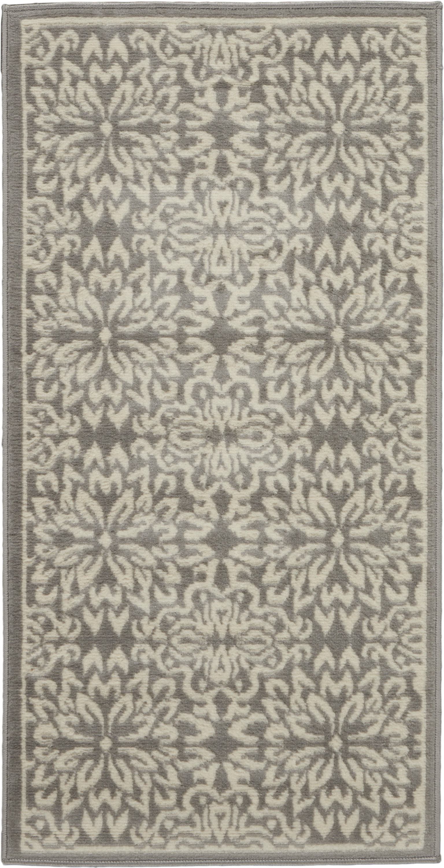 Nourison Bliss Modern Floral Ivory/Grey 2' x 4' Area Rug, (2' x 4')