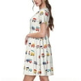 thumbnail image 2 of Naloa Colorful Trains Print Womens Summer A-Line Dress with Pockets,Short Sleeve Dresses,Flowy Beach Swing Dress for Vacation Travel, 2 of 6