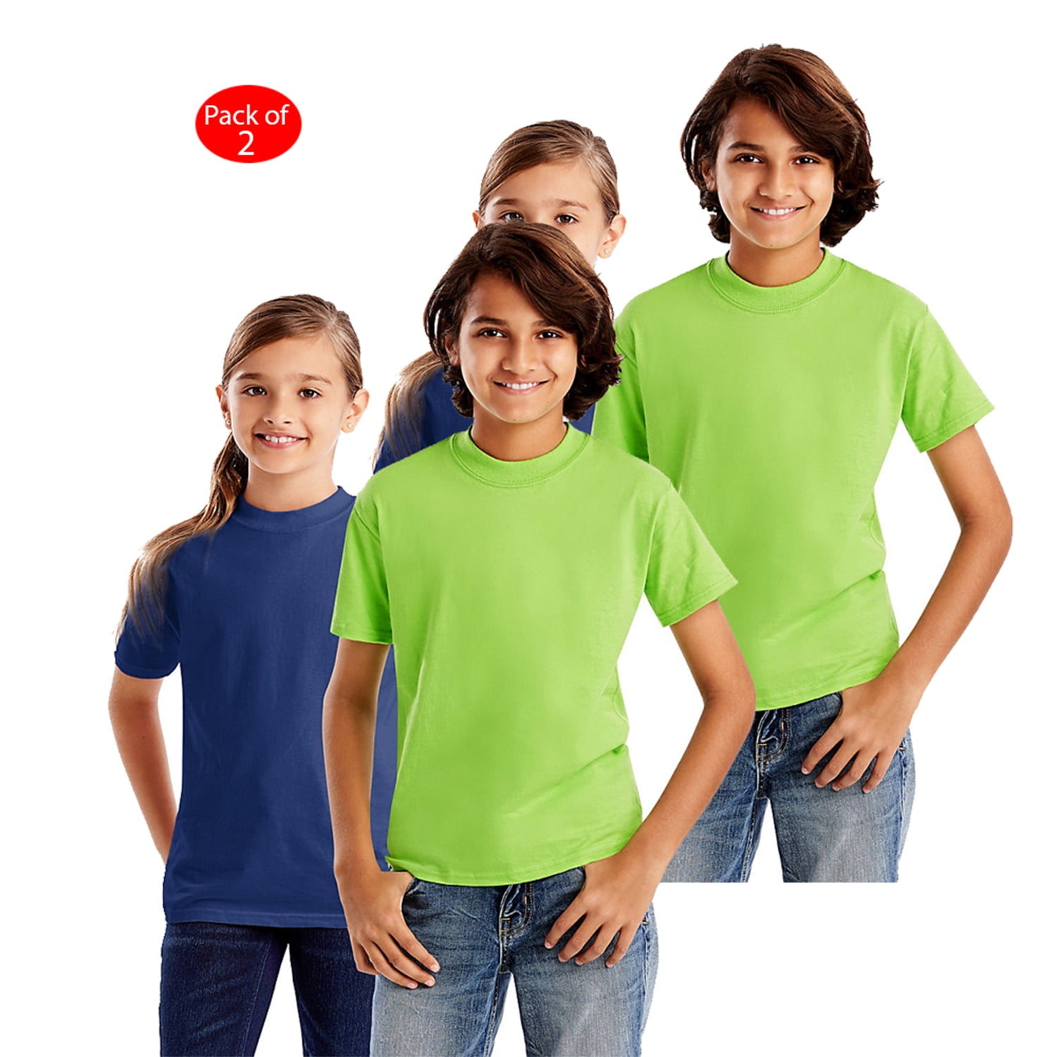 Hanes Hanes Kids' BeefyT TShirt, Color Lime, Size M PACK OF 2
