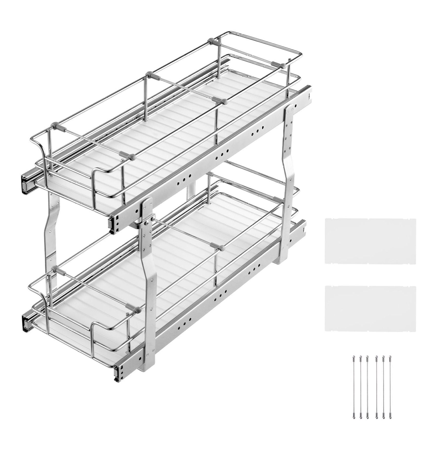 Pull Out Cabinet Organizer 8.5"x21", Slide Out Pantry Shelves, Steel Roll Out Drawers, Under Sink Storage, 10"x22" Install Size, Adjustable Dividers