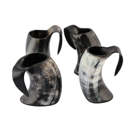 

Authentic Medieval Viking Drinking Horn Mug Cup | Game of thrones Tankard For Beer Mead Wine Ale Cold and Hot Liquids Tea Coffee 6 Inch | Pack of 4