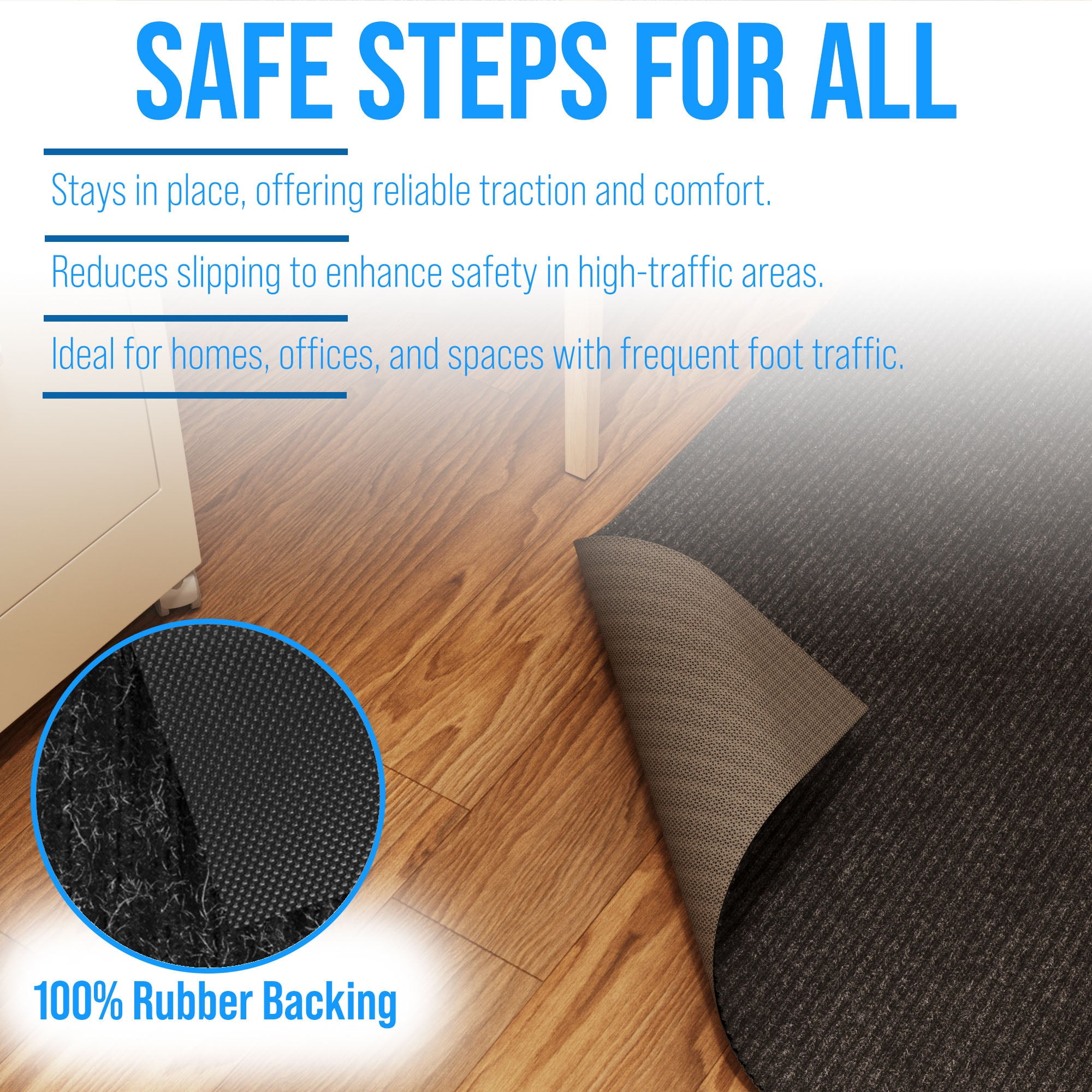 24 in. Wide x Cut-to-Length – Non-Slip, All-Weather, Heavy-Duty Utility Runner Rug – Absorbent, Dirt-Trapping, Kid and Pet Safe for Entryways and High-Traffic Areas, Gray