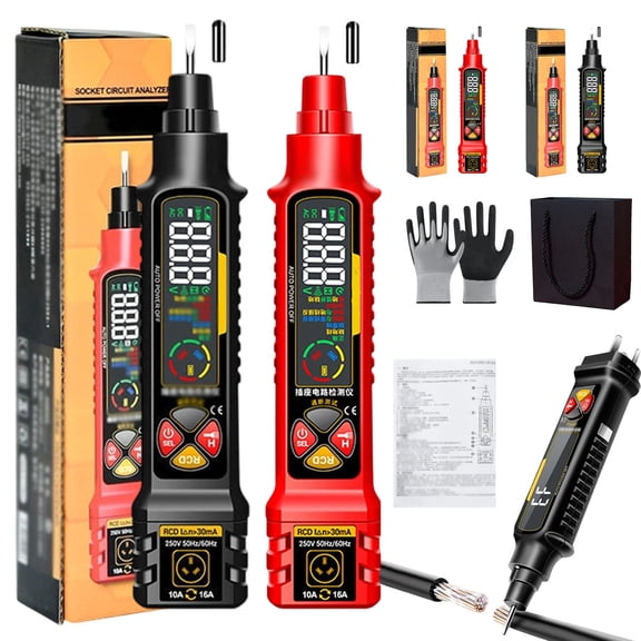 Smart Power Measuring Pen, Non-Contact Voltage Tester with Digital Display & LED Light, Multi-Function AC/DC Circuit Detector for Electrical Testing