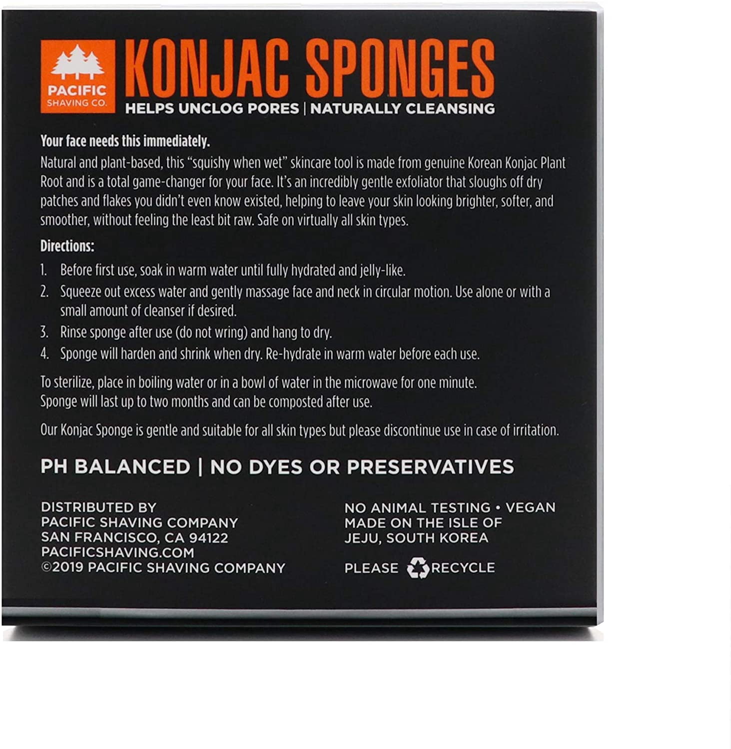 PACIFIC SHAVING COMPANY KONJAC SPONGE - 2PK | NATURAL & COMPOSTABLE, GENTLE AND EFFECTIVE EXFOLIATION, HELPS LEAVE SKIN BRIGHTER, SOFTER, SMOOTHER (PACK OF 2)