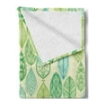 thumbnail image 2 of Nature Soft Flannel Fleece Throw Blanket, Hand Drawn Vintage Style Ornamental Leaves Forest Pattern in Green and Blue Tones, Cozy Plush for Indoor and Outdoor Use, 50" x 60", Multicolor, by Ambesonne, 2 of 5