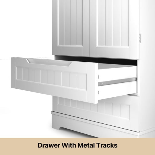 Aiho 47" H Kitchen Pantry Cabinet with 2 Doors and 2 Drawers, Solid & Sturdy, Storage Cabinet for Entryway, Kitchen - White