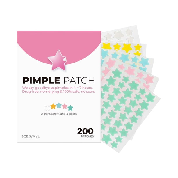 Parches para espinillas para la cara, cubiertas coloridas y lindas para los granos en forma de corazón, parches hidrocoloides para acné con aceite de té, hamamelis