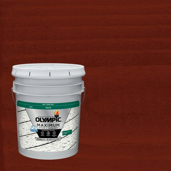 Olympic Maximum 5 Gallons SC-1022 Spiced Red Solid Color Exterior Stain and Sealer in One