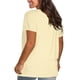 thumbnail image 3 of Blusas Umfun para mujer, color liso, cuello redondo, manga corta, blusa informal versátil, color caqui, talla M, 3 of 4