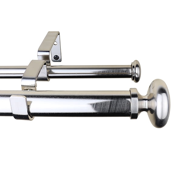 Meriville 1-Inch Diameter Prima Telescoping Double Window Treatment Curtain Rod, 84-Inch to 120-Inch, Satin Nickel