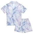 thumbnail image 2 of Silky Satin Kids' Pajama Set Breathable & Smooth Unisex Button-Down Pajamas Light Purple and Blue Marble, 2 of 8