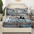 thumbnail image 3 of YST Boho Camper Decor Bed Sheets Twin Happy Camping Sheet Set Rv Accessories Bedding For Travel Trailers Bunks,Rustic Farmhouse Stars Moon Fitted Sheet Blue Grey Flat Sheet 3 Pcs, 3 of 5