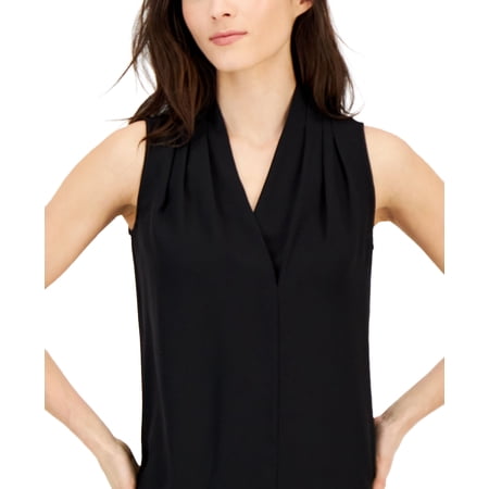 Women's Draped V-Neck Sleeveless Shell Top Anne Black M