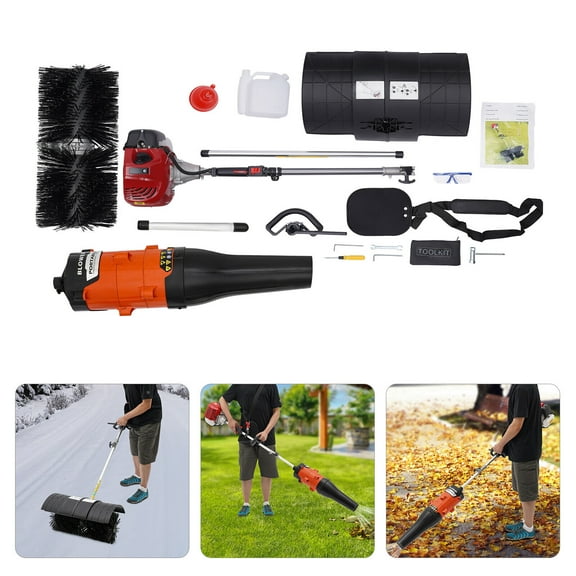 TFCFL 52cc Gas Power Handheld Sweeper Machine Broom Brush W/ Blower Driveway Turf Grass Snow Cleaner