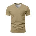 thumbnail image 7 of Men's V Neck T Shirts Short Sleeve Plus Size Tee Loose Casual Top Basic Oversized Shirts with Pocket, 7 of 7