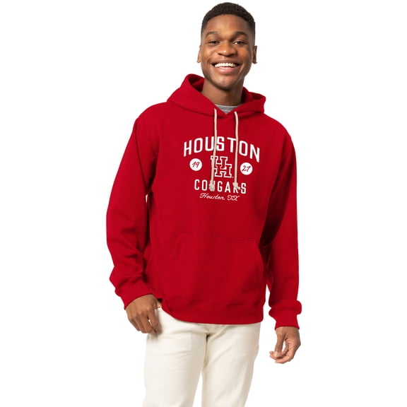 Men's-League Collegiate Wear Red Houston Cougars Essentials 2.0 Fleece Pullover Hoodie