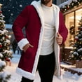 thumbnail image 5 of QATAINLAV Christmas Jacket for Men Warm Lined Winter Fleece Hooded Cardigan Funny Santa Claus Coat, Wine, XL, 5 of 9