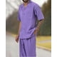 thumbnail image 3 of Nueva camiseta de moda de verano + pantalón, 2 piezas, camiseta + pantalón, moda para hombre, estilo Harajuku, retro, rayas verticales y horizontales, camisetas para hombre, 3 of 5