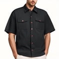 thumbnail image 4 of Camisa de manga corta a rayas de pana para hombre: prenda informal para actividades al aire libre en primavera y verano con tejido transpirable, 4 of 8