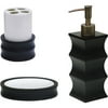 Elite Home Fashions Curve Collection 3-Piece Bathroom Accessory Set, Ramin