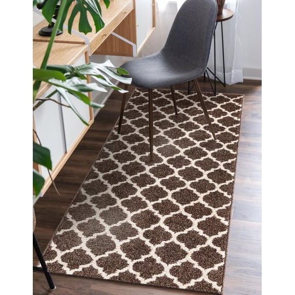 Unique Loom Trellis Collection Area Rug - Philadelphia (2' 7" x 19' 8" Runner Brown/Beige)