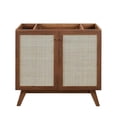 thumbnail image 3 of Pemberly Row 36" Modern Wood Bathroom Vanity Cabinet with Rattan Door in Walnut, 3 of 9